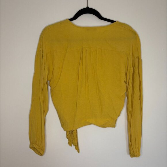 MADEWELL Raelynn Wrap Blouse V-Neck Greek Gold Front Tie Sz Small EUC - Picture 2 of 5